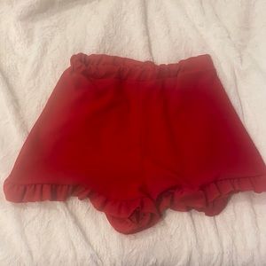 Red frill shorts